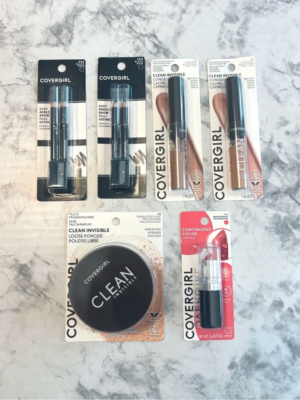 NWT Covergirl Lot of 6 Makeup Items Lipstick Powder Concealer Eyeliner
